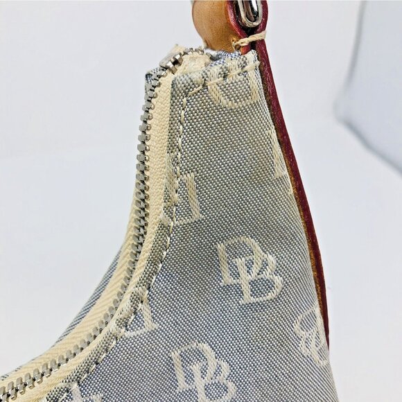 Dooney & Bourke Purse Gray Canvas Handbag Tan Leather Shoulder Strap Hobo Bag - Picture 11 of 12